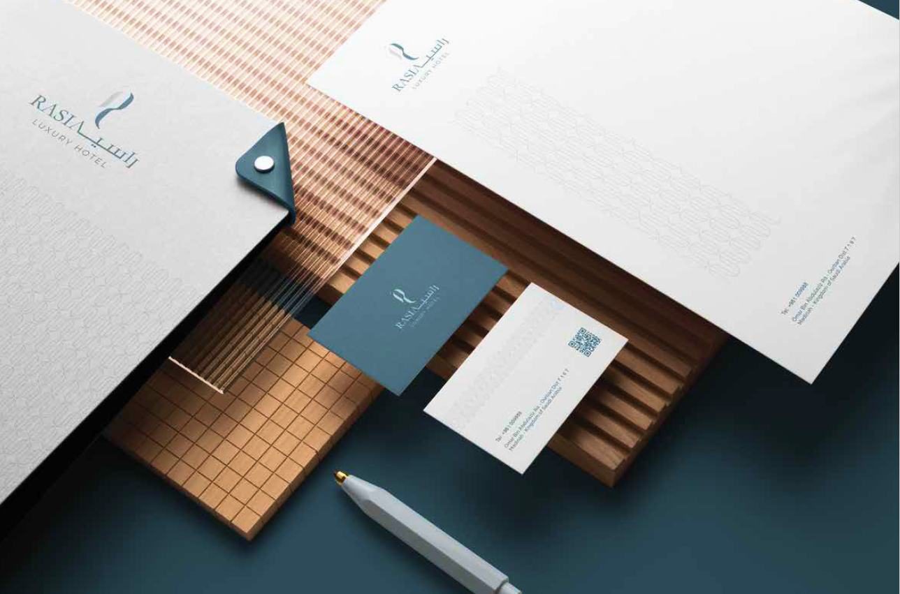 Rasia Luxury Hotel brand identity: stationery and business cards